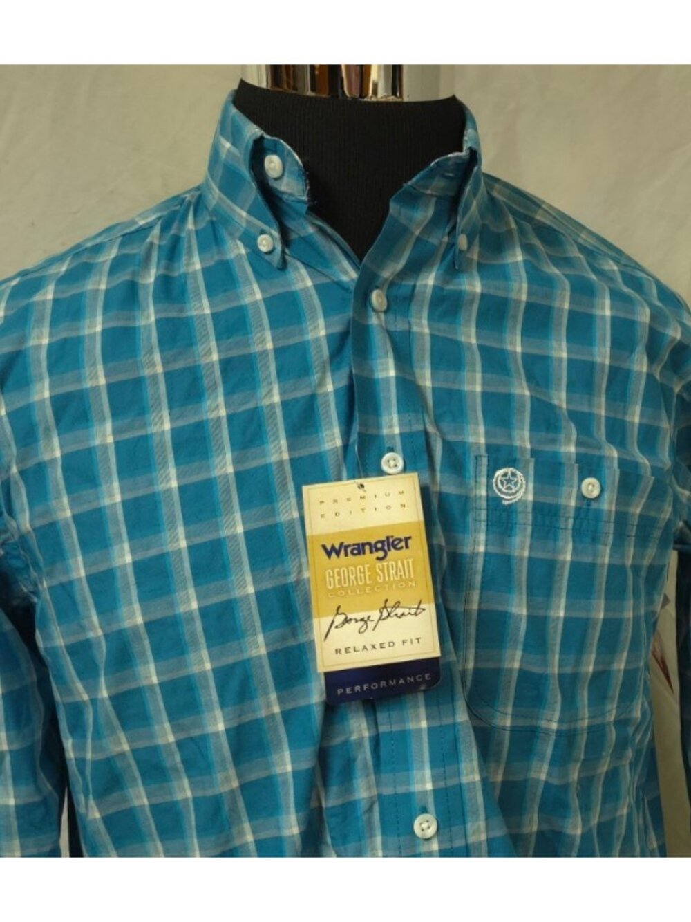Wrangler George Strait Mens Small Teal Relaxed Fit UPF Performance Button Shirt - Picture 3 of 14